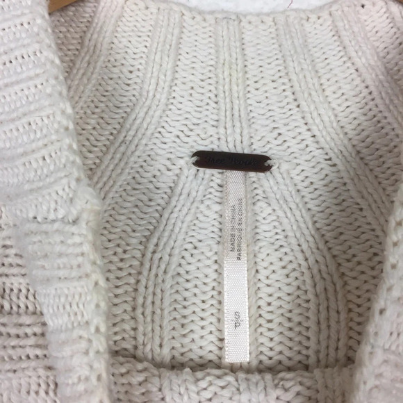 Free People Begin Again Mock Neck Cream Knit Jumper Sweater Small - Picture 5 of 14